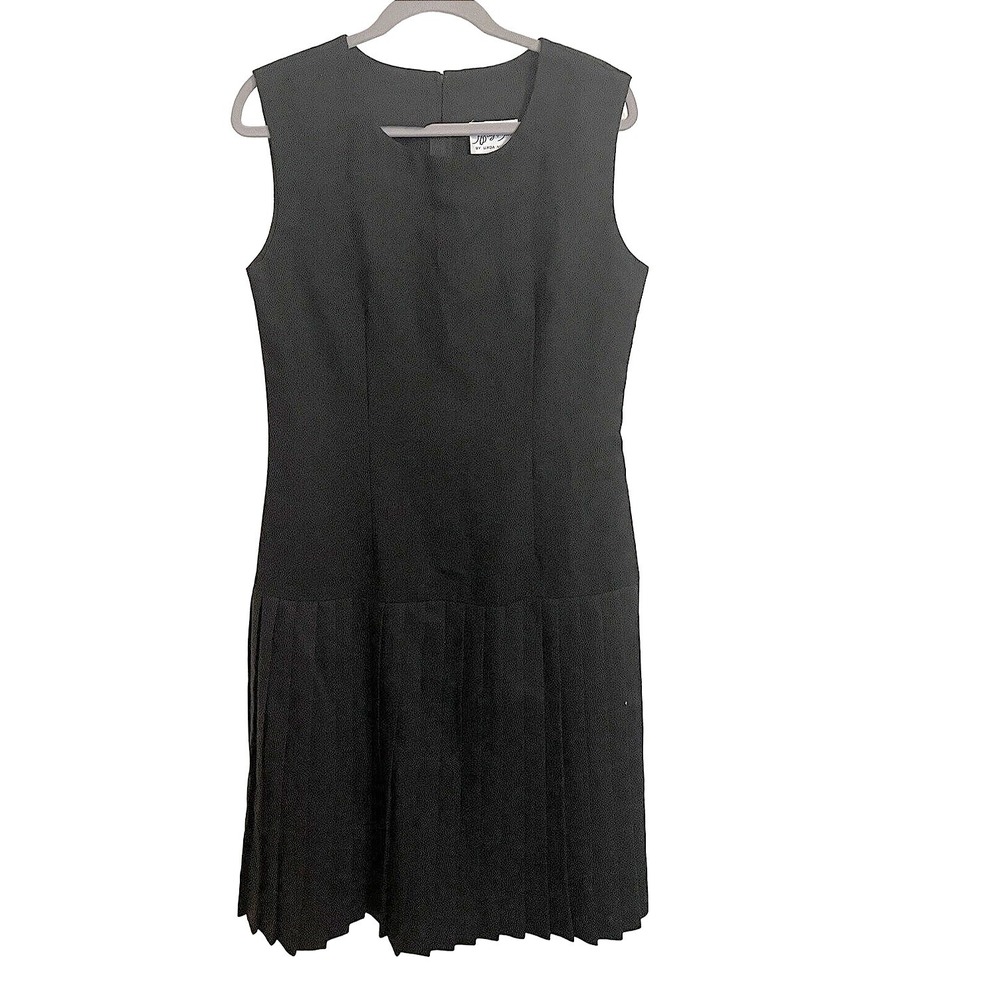 Jeffrey Dara dress‎ size 9 pleated bottom fit and flare black vtg modest